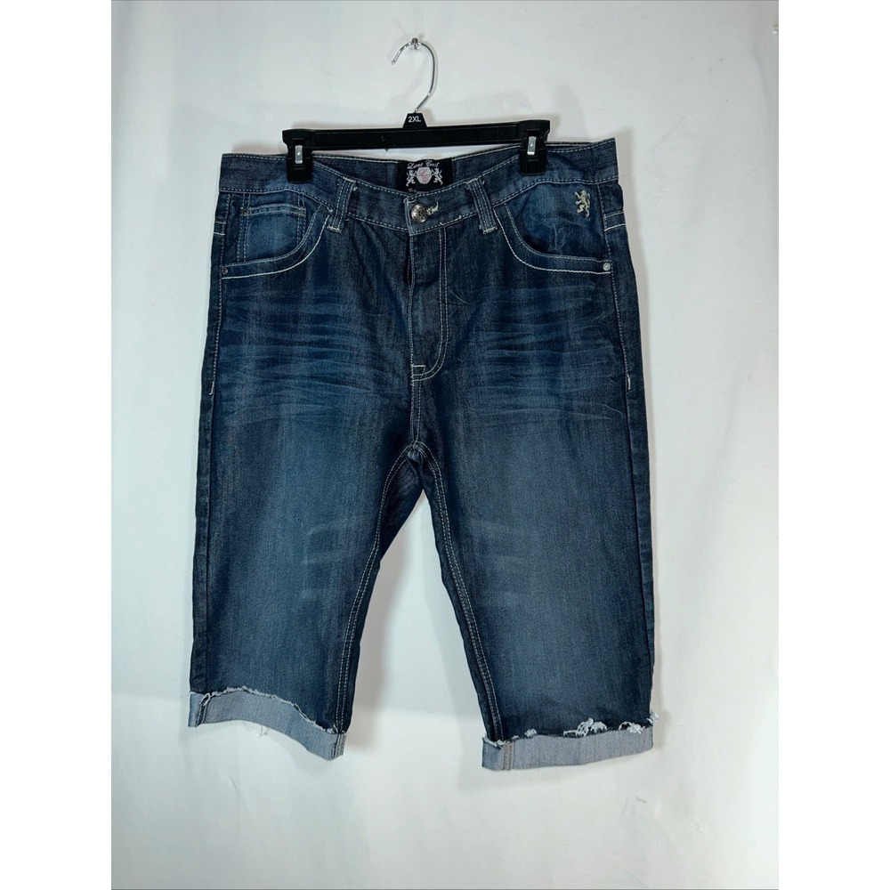 Lions Crest English Laundry Mens Dark Wash Denim Shorts Straight Fit 36x32‎